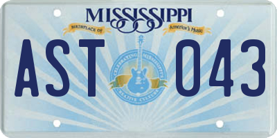 MS license plate AST043