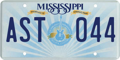 MS license plate AST044