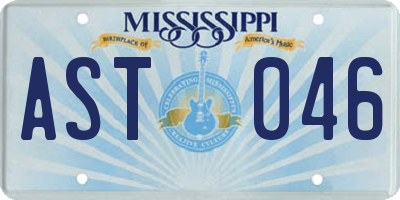 MS license plate AST046