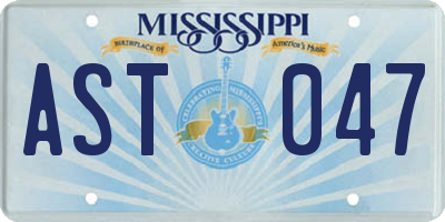 MS license plate AST047