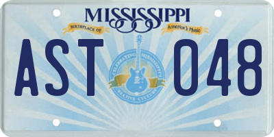 MS license plate AST048