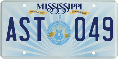MS license plate AST049