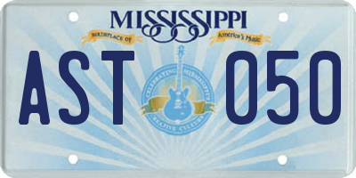 MS license plate AST050