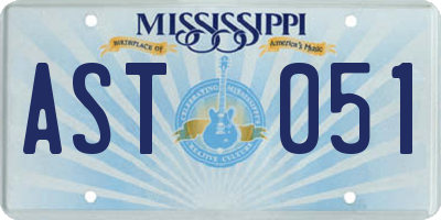 MS license plate AST051