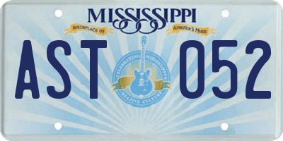 MS license plate AST052