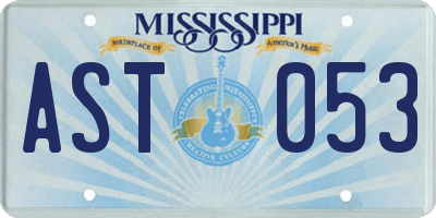MS license plate AST053