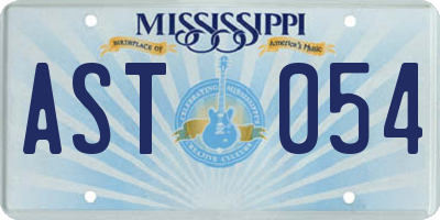 MS license plate AST054