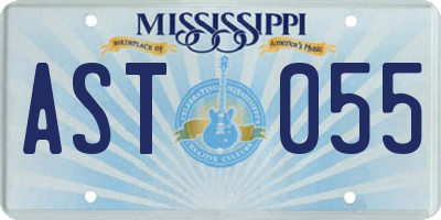 MS license plate AST055