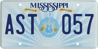 MS license plate AST057