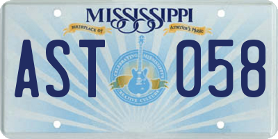 MS license plate AST058