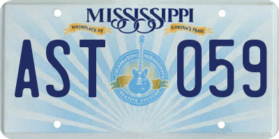 MS license plate AST059
