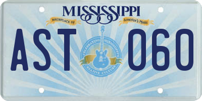 MS license plate AST060