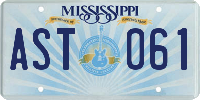 MS license plate AST061