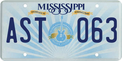 MS license plate AST063