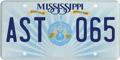 MS license plate AST065
