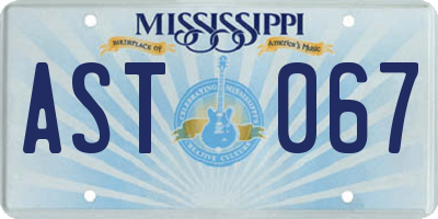 MS license plate AST067