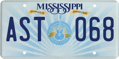 MS license plate AST068