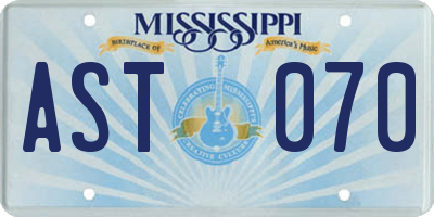 MS license plate AST070