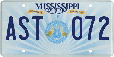 MS license plate AST072