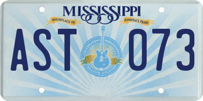 MS license plate AST073
