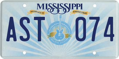 MS license plate AST074