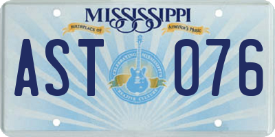 MS license plate AST076
