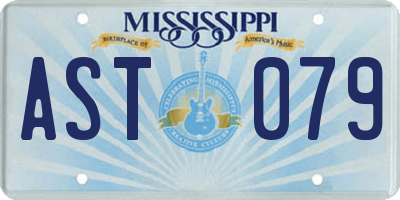 MS license plate AST079