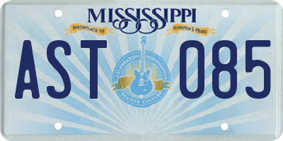 MS license plate AST085