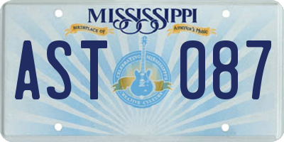 MS license plate AST087