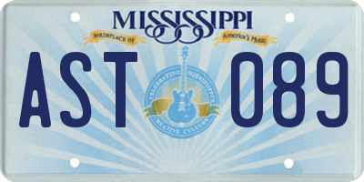 MS license plate AST089