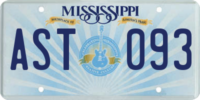 MS license plate AST093