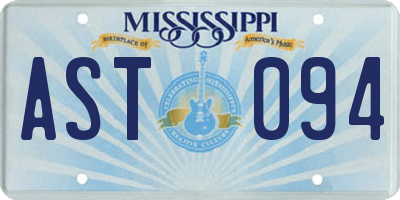 MS license plate AST094
