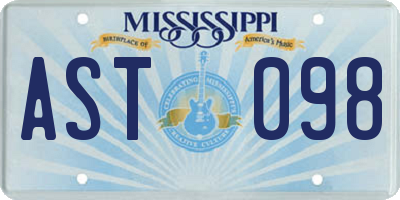 MS license plate AST098