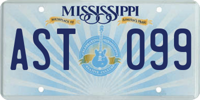 MS license plate AST099
