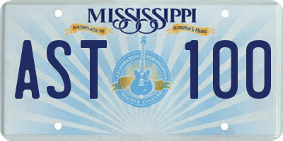 MS license plate AST100