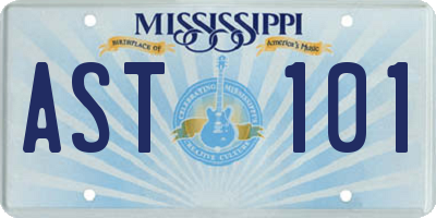 MS license plate AST101