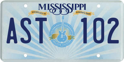 MS license plate AST102