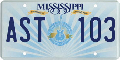 MS license plate AST103