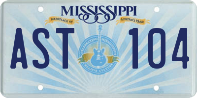 MS license plate AST104