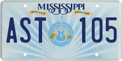 MS license plate AST105