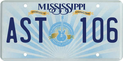 MS license plate AST106