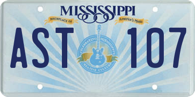 MS license plate AST107