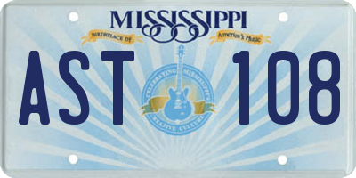 MS license plate AST108