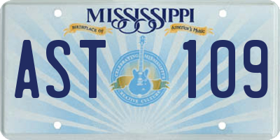 MS license plate AST109