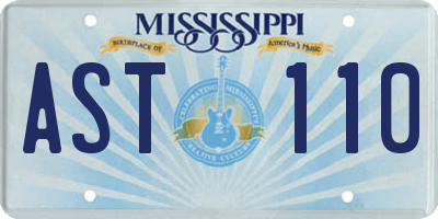 MS license plate AST110