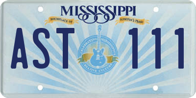 MS license plate AST111