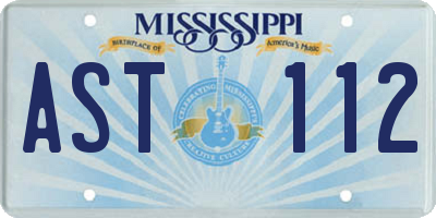 MS license plate AST112
