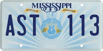 MS license plate AST113
