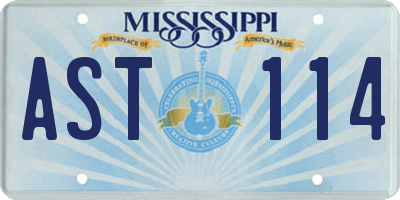 MS license plate AST114