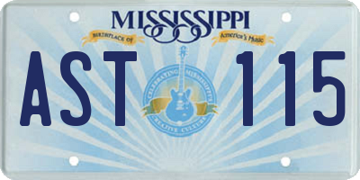 MS license plate AST115